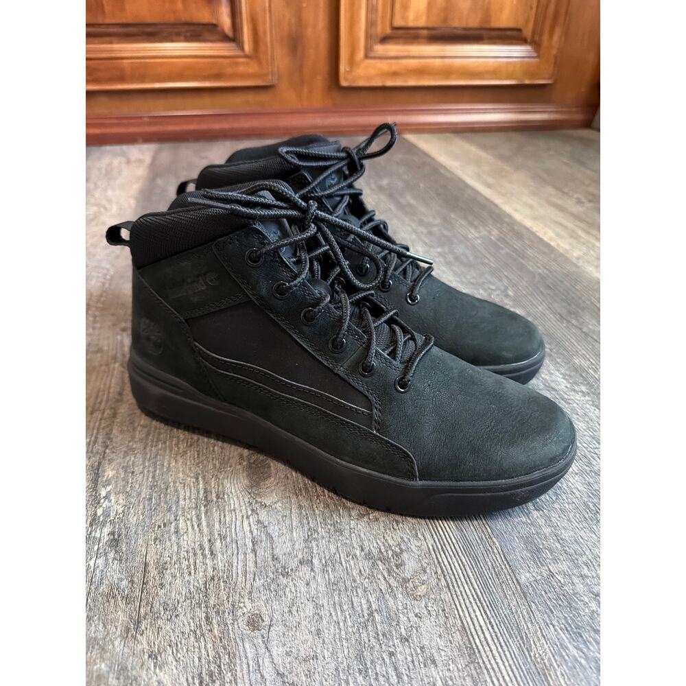 Timberland Men’s Allston Mid Lace Blk Sneaker Boots nubuck leather upper,8